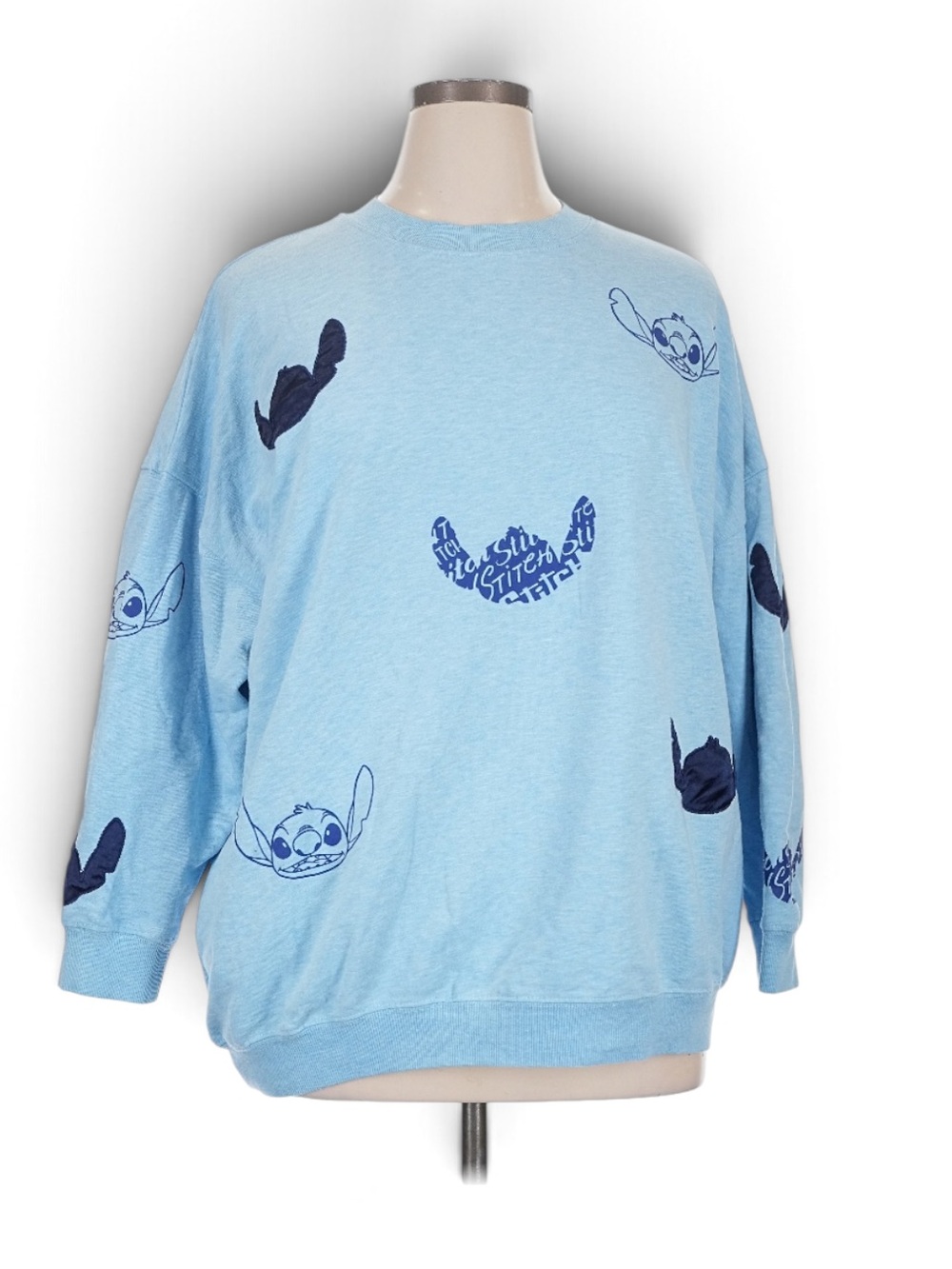 Disney Parks Stitch Blue Patterned Sweatshirt Size 1X